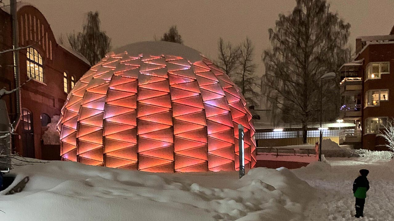 Exterior of planetarium at Curiosum in Umeå, Sweden